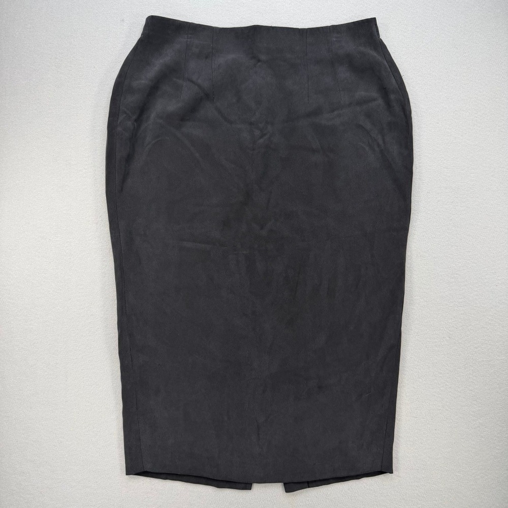 Vintage 100% Silk Dana Buchman 16 Pencil Skirt Womens Midi Retro Sleek Workwear